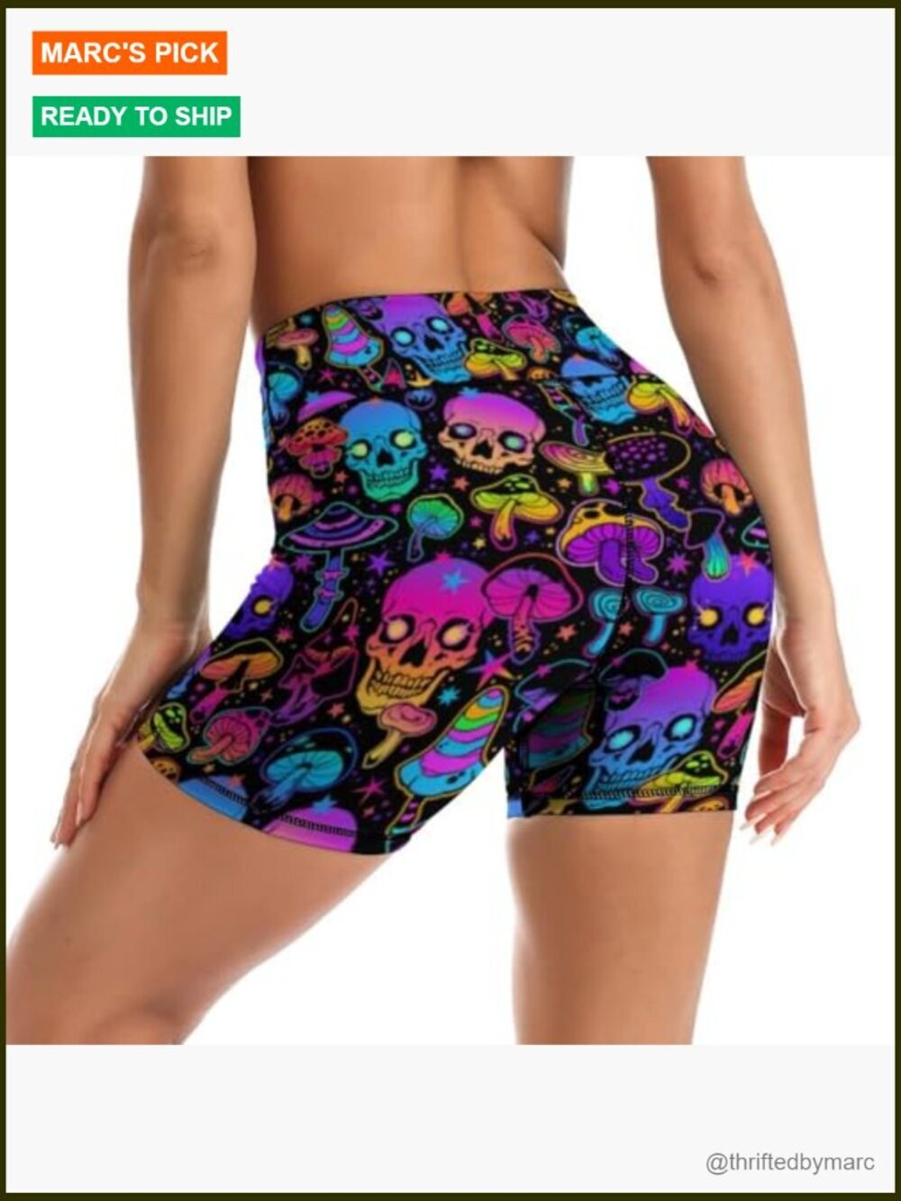 High Waisted Biker Shorts Yoga Athletic Running Workout - Picture 3 of 5